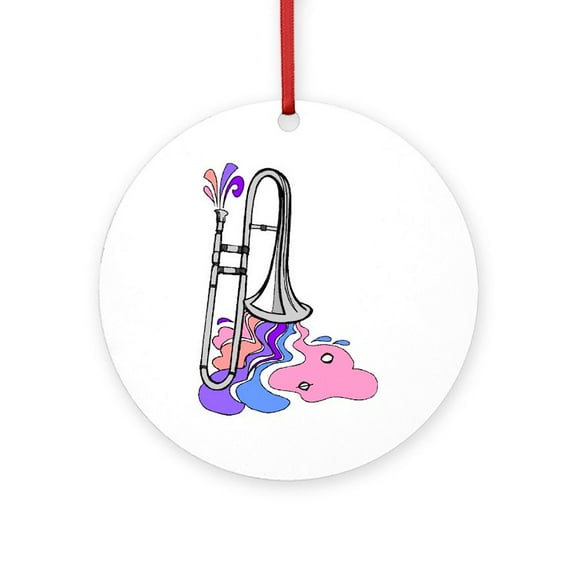 CafePress - Brass Trombone -  Round Wood Ornament 4"