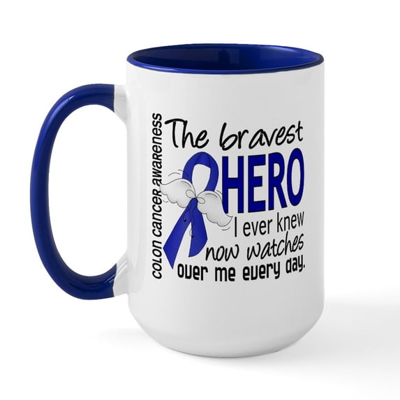 CafePress - Bravest Hero I Knew Colon Cancer Large Mug - 15 oz Ceramic Large White Novelty Mug