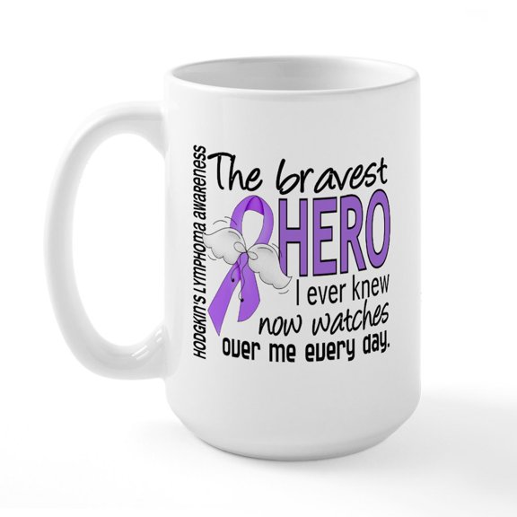 CafePress - Bravest Hero I Knew H Lymphoma Large Mug - 15 oz Ceramic Large White Novelty Mug