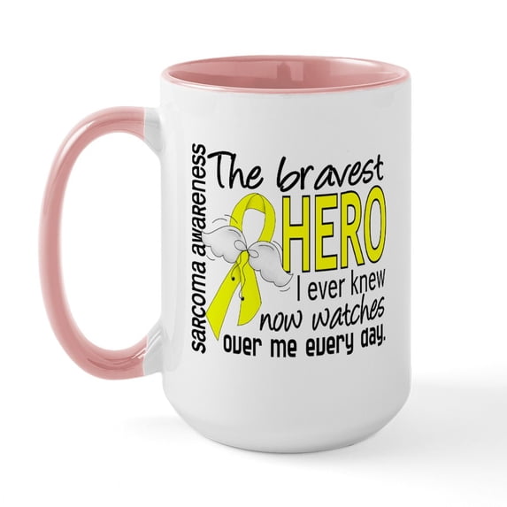 CafePress - Bravest Hero I Knew Sarcoma Gifts Large Mug - 15 oz Ceramic Large White Novelty Mug