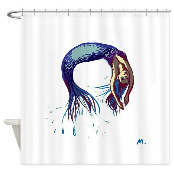 CafePress - Breaching Mermaid - Unique Fabric Shower Curtain 70" x 72"