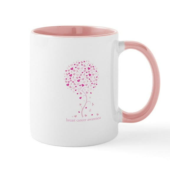 CafePress - Breast Cancer Awareness Pink Ribbon Tree Mug - 11 oz Ceramic Mug - Novelty Coffee Tea Cup