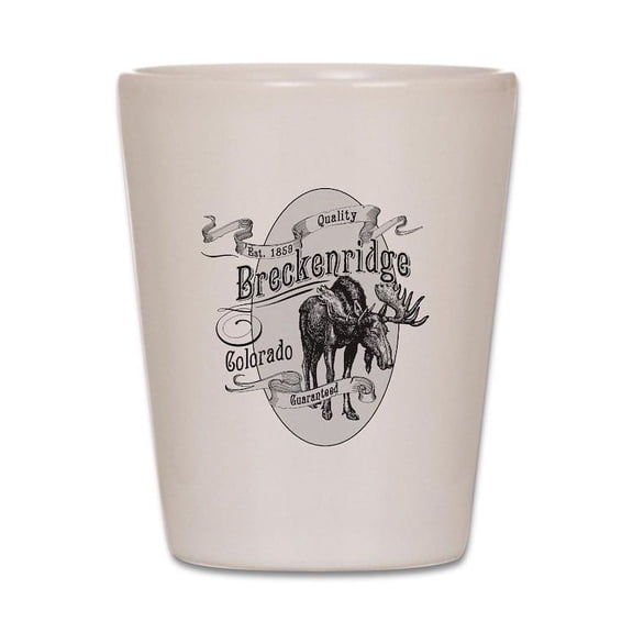 CafePress - Breckenridge Vintage Moose - White Shot Glass, Unique and Funny Shot Glass