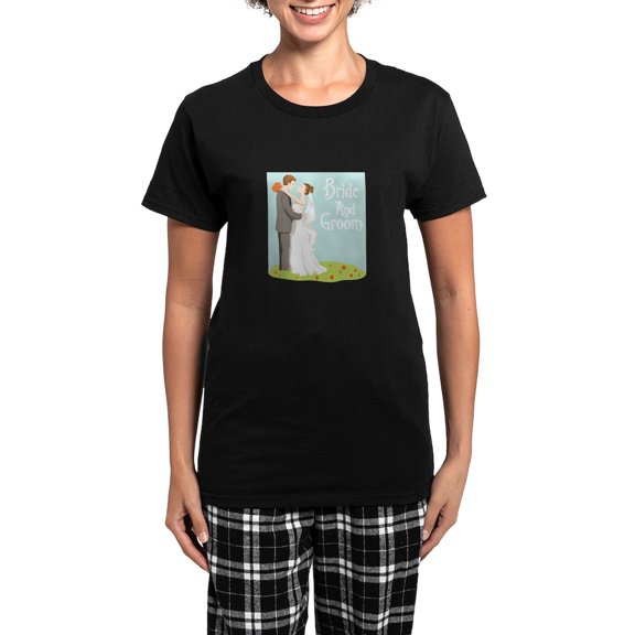 CafePress - Bride And Groom Pajamas - Women's Short Sleeve Print T-Shirt and Pants Dark Cotton Pajama Set