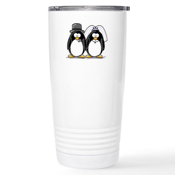 CafePress - Bride And Groom Penguins Stainless Steel Travel Mu - Insulated Stainless Steel Travel Tumbler 20 oz.
