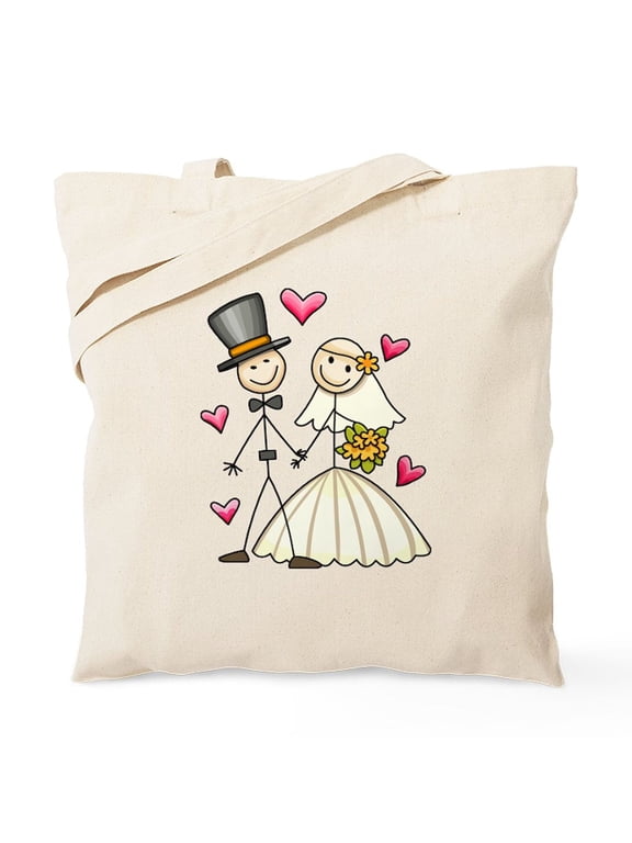 - Bride And Groom Tote Bag - Unisex Canvas Tote Bag, Beige, 1-Piece