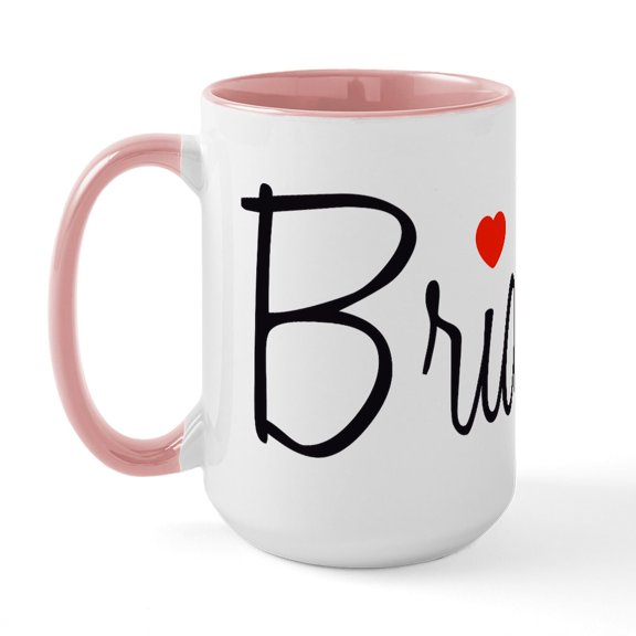 CafePress - Bride (Black Script With Heart) Large Mug - 15 oz Ceramic Large White Novelty Mug