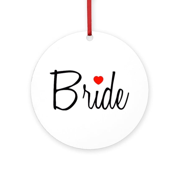 CafePress - Bride (Black Script With Heart) - Round Wood Ornament 4"
