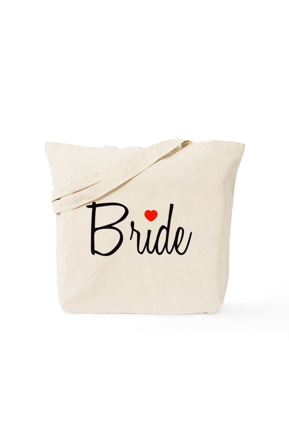 - Bride (Black Script With Heart) Tote Bag - Unisex Canvas Tote Bag, Beige, 1-Piece