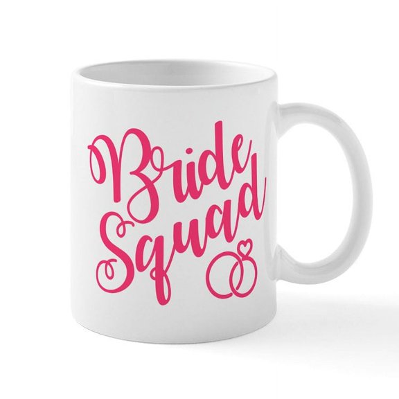 CafePress - Bride Squad Script Red - 11 oz Ceramic Mug - Novelty Coffee Tea Cup
