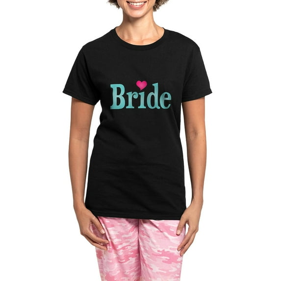 CafePress - Bride Turquoise Pink Pajamas - Women's Short Sleeve Print T-Shirt and Pants Dark Cotton Pajama Set