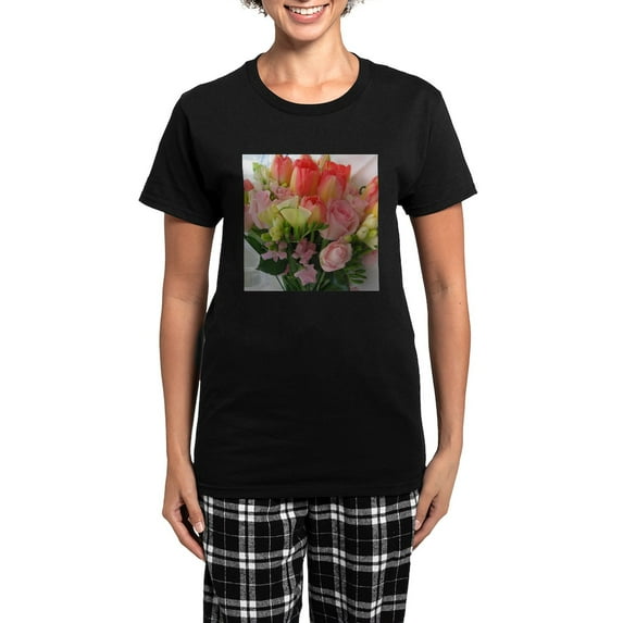 CafePress - Bride's Bouquet Pajamas - Women's Short Sleeve Print T-Shirt and Pants Dark Cotton Pajama Set