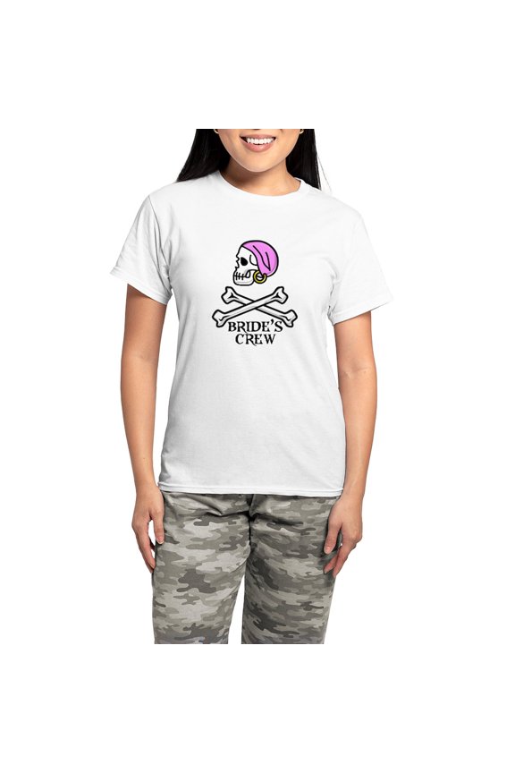 - Bride's Crew Women's Light Pajamas - Women's Short Sleeve Print T-Shirt and Pants Light Cotton Pajama Set