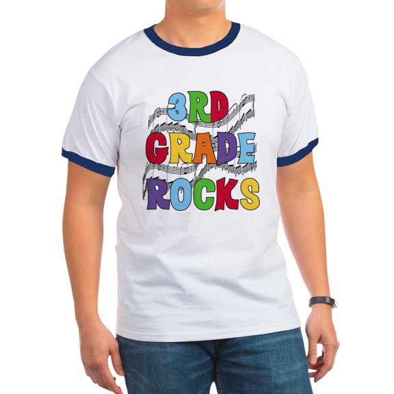 CafePress - Bright Colors 3Rd Grade Ringer T - 100% Cotton Ringed T-Shirt