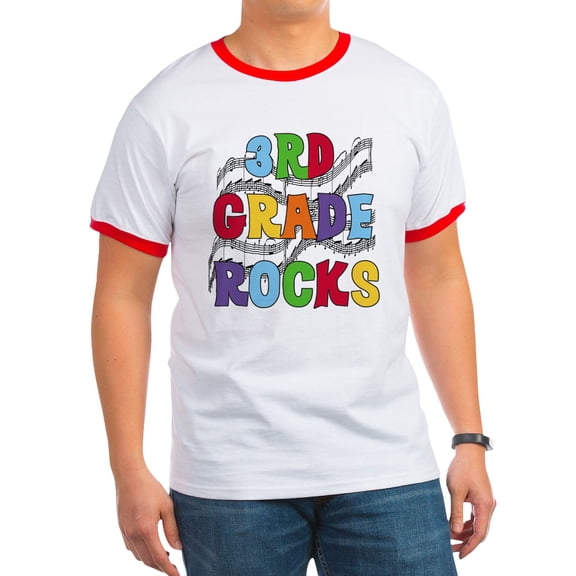 CafePress - Bright Colors 3Rd Grade Ringer T - 100% Cotton Ringed T-Shirt