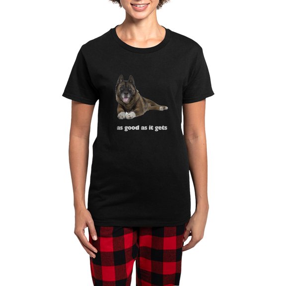 CafePress - Brindle Akita Photo Women's Dark Pajamas - Women's Short Sleeve Print T-Shirt and Pants Dark Cotton Pajama Set