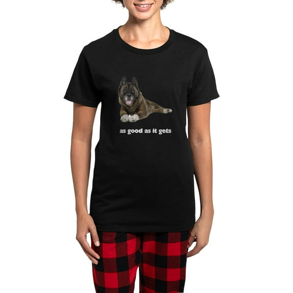 CafePress - Brindle Akita Photo Women's Dark Pajamas - Women's Short Sleeve Print T-Shirt and Pants Dark Cotton Pajama Set
