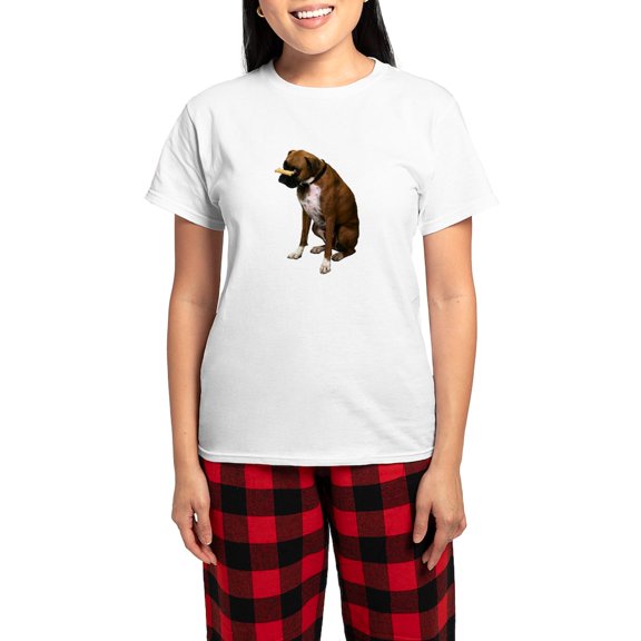 CafePress - Brindle Boxer Photo Women's Light Pajamas - Women's Short Sleeve Print T-Shirt and Pants Light Cotton Pajama Set