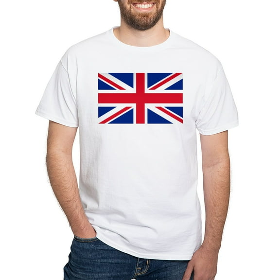 CafePress - Britain Flag White T Shirt - Men's White Classic Cotton T-Shirts