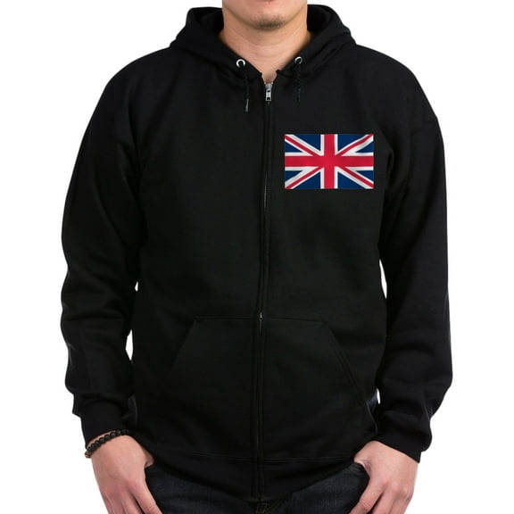 CafePress - British Flag Zip Hoodie (Dark) - Zip Hoodie, Classic Hooded Sweatshirt with Metal Zipper