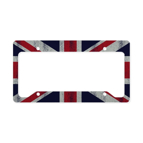 CafePress - British UK Flag Union Jack Gr License Plate Holder - Aluminum License Plate Frame, License Tag Holder