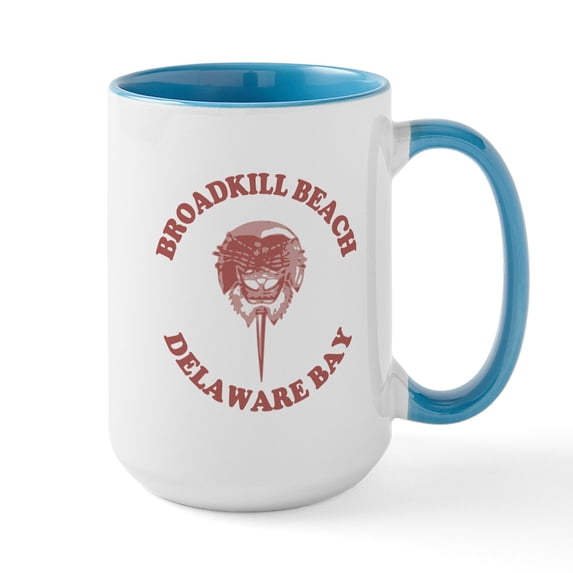 CafePress - Broadkill Beach DE Horseshoe Crab Design Large M - 15 oz Ceramic Large White Novelty Mug