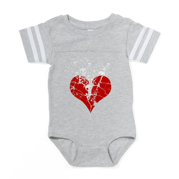 CafePress - Broken Heart Skulls_S - Cute Infant Baby Football Bodysuit