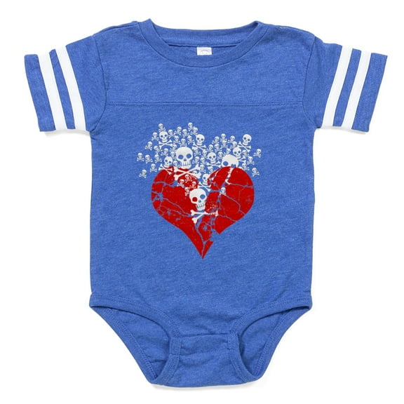 CafePress - Broken Heart Skulls_S - Cute Infant Baby Football Bodysuit