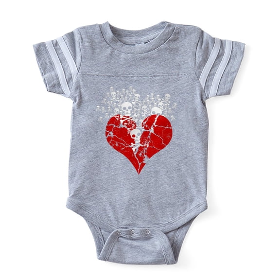 CafePress - Broken Heart Skulls_S - Cute Infant Baby Football Bodysuit