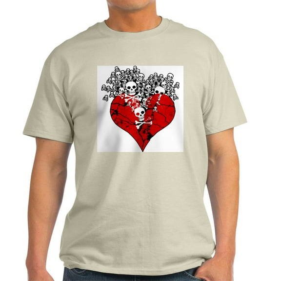CafePress - Broken Heart With Skulls Light T Shirt - Men's Classic Graphic T-Shirt