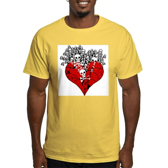 CafePress - Broken Heart With Skulls Light T Shirt - Men's Classic Graphic T-Shirt