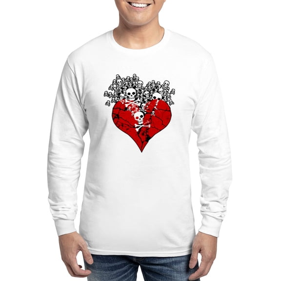 CafePress - Broken Heart With Skulls Long Sleeve T Shirt - Unisex Cotton Long Sleeve T-Shirt