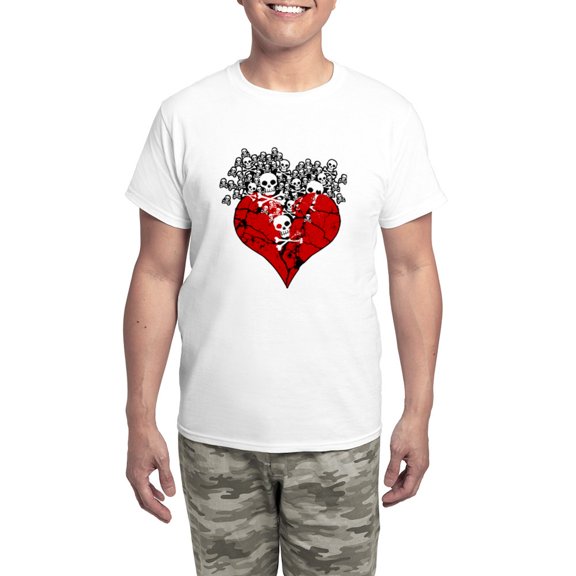 CafePress - Broken Heart With Skulls Men's Light Pajamas - Men's Light Loose Fit Cotton Pajama Set