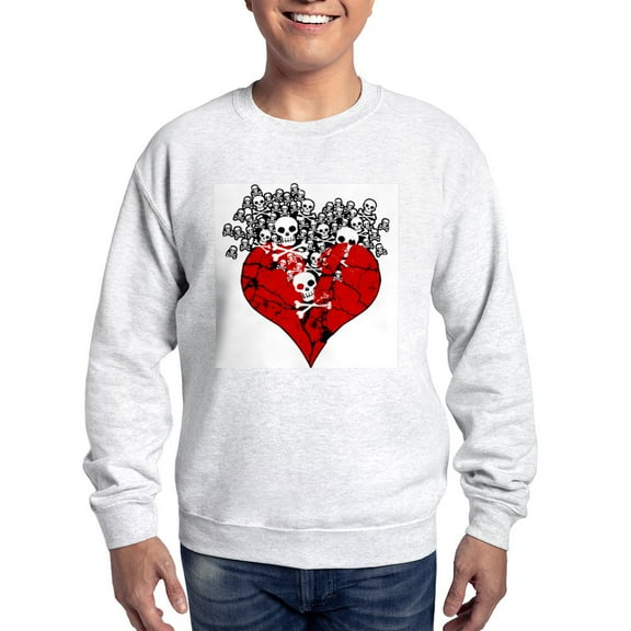 CafePress - Broken Heart With Skulls Sweatshirt - Crew Neck Sweatshirt