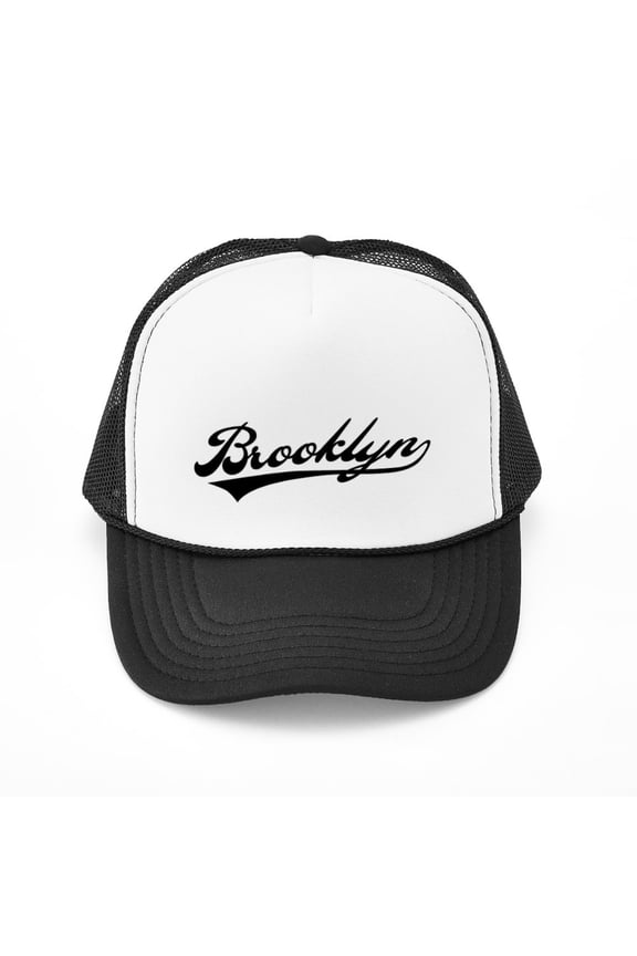 - Brooklyn Baseball Logo - Adjustable Unisex Printed Trucker Hat with Mesh Back