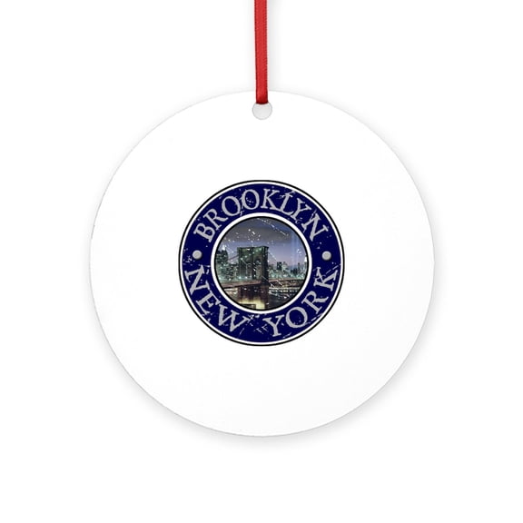 CafePress - Brooklyn_Button2 - Round Wood Ornament 4"