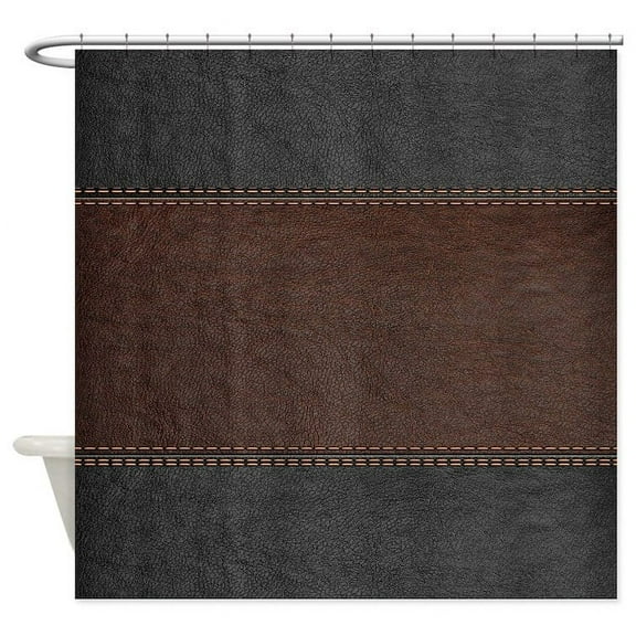 CafePress - Brow And Black Vintage Leather Look - Unique Fabric Shower Curtain 70" x 72"