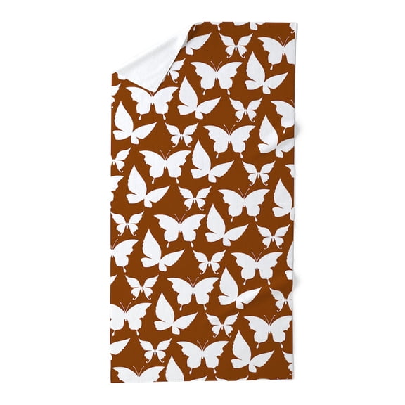 CafePress - Brown And White Pretty Butterflies Pat - Large Beach Towel, Soft 30"x60" Towel with Unique Design