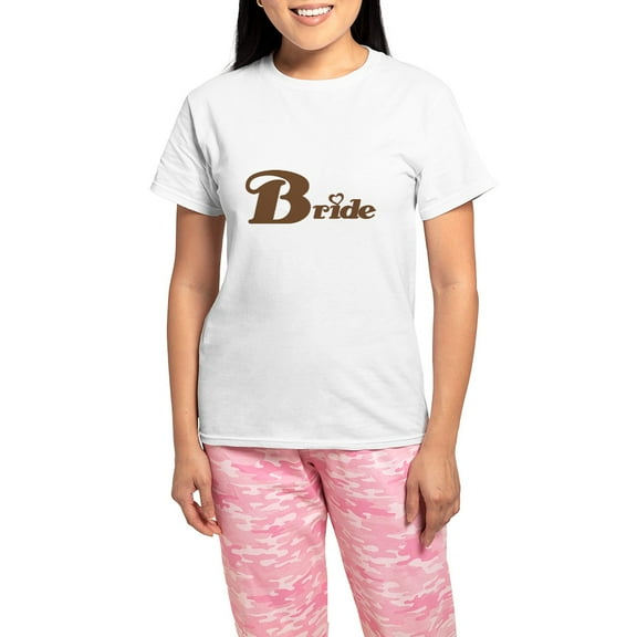 CafePress - Brown Bride Women's Light Pajamas - Women's Short Sleeve Print T-Shirt and Pants Light Cotton Pajama Set