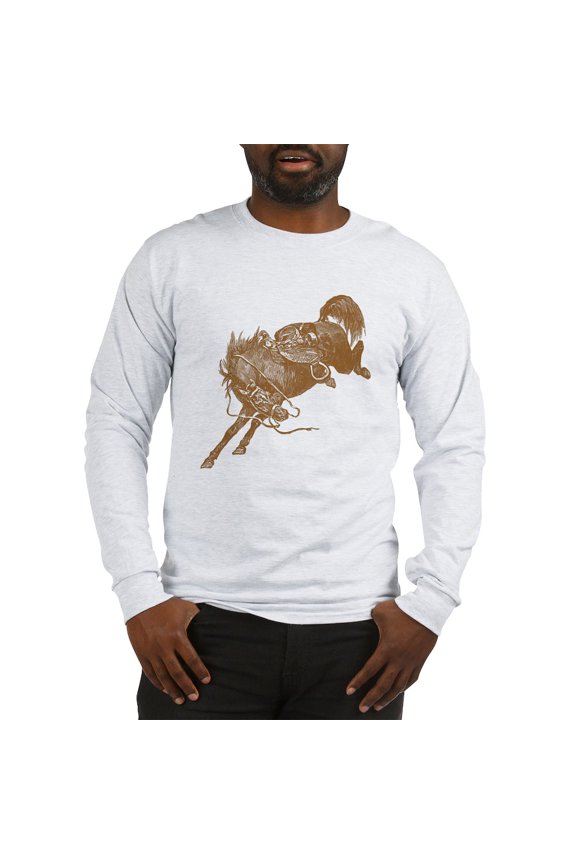 - Brown Bronco Long Sleeve T Shirt - Unisex Cotton Long Sleeve T-Shirt