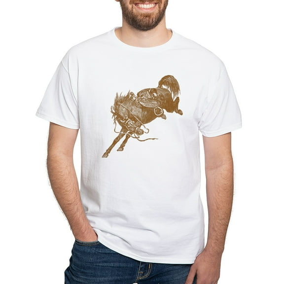 CafePress - Brown Bronco T Shirt - Men's White Classic Cotton T-Shirts