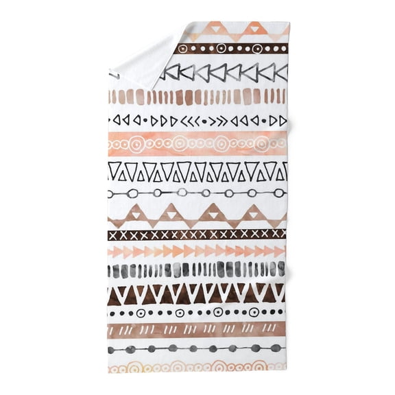 CafePress - Brown Peach Grey Watercolor Tribal Design - Large Beach Towel, Soft 30"x60" Towel with Unique Design