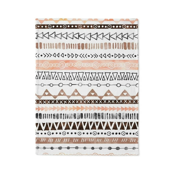 CafePress - Brown Peach Grey Watercolor Tribal Design - Soft Fleece Throw Stadium Blanket, 30"x40"