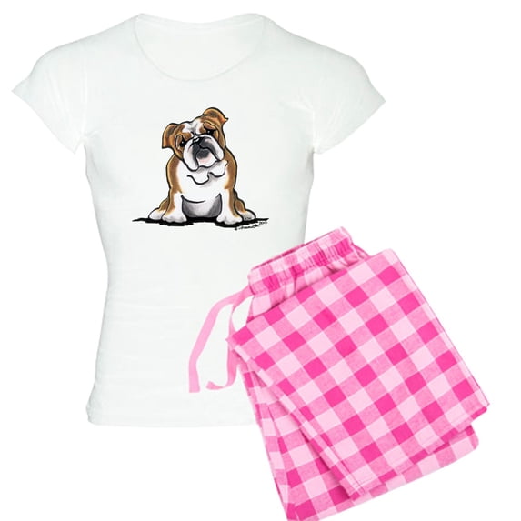 CafePress - Brown White Bulldog Women's Light Pajamas - Women's Short Sleeve Print T-Shirt and Pants Light Cotton Pajama Set