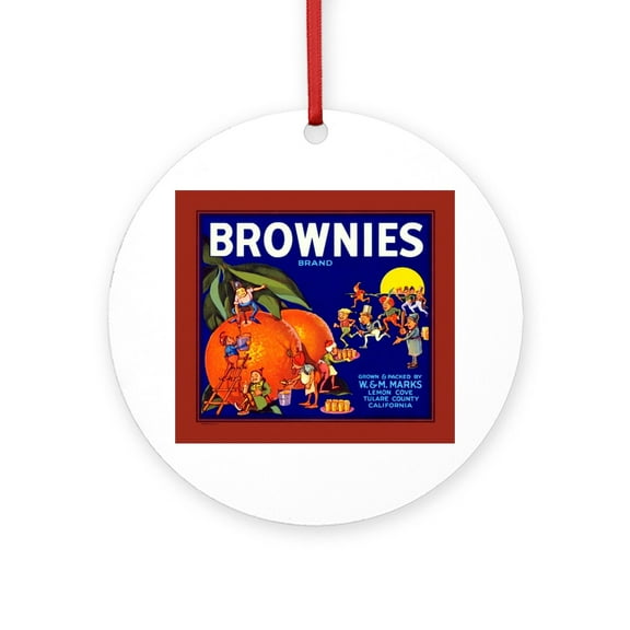 CafePress - Brownies Brand -  Round Wood Ornament 4"