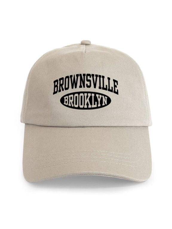 - Brownsville Brooklyn Cap - Adjustable 100% Brushed Unisex Casual Cotton Baseball Cap, Beige, 1
