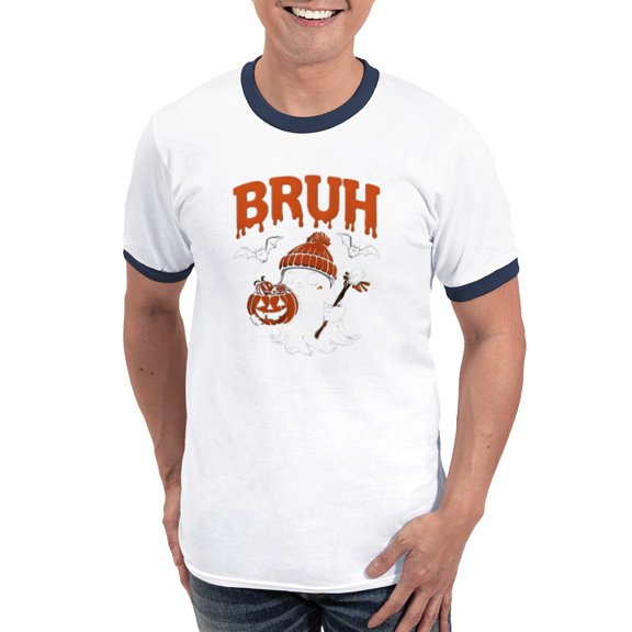 CafePress - Bruh Boo Men's Ringer T Shirt - 100% Cotton Ringed T-Shirt