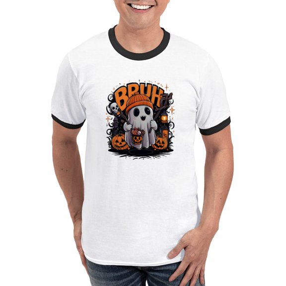 CafePress - Bruh Boo Men's Ringer T Shirt - 100% Cotton Ringed T-Shirt