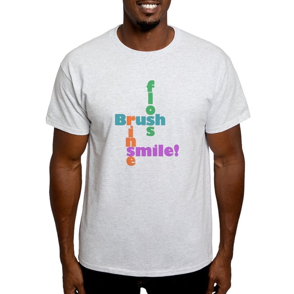 CafePress - Brush Floss Rinse Smile Light T Shirt - Men's Classic Graphic T-Shirt
