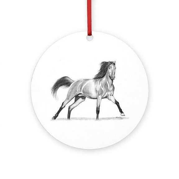 CafePress - Buckskin Horse -  Round Wood Ornament 4"